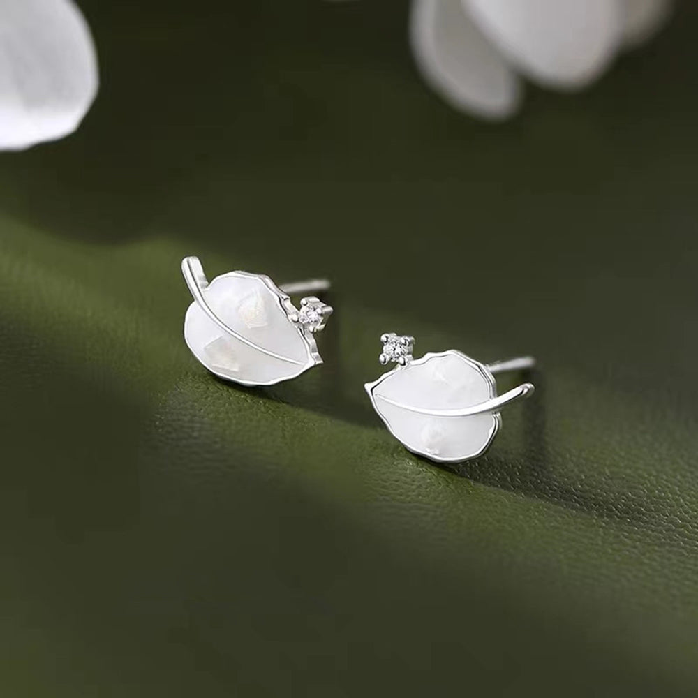 S925 Sterling Silver Leaf Earrings Light Luxury Women's Earrings