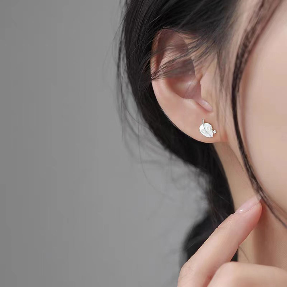 S925 Sterling Silver Leaf Earrings Light Luxury Women's Earrings