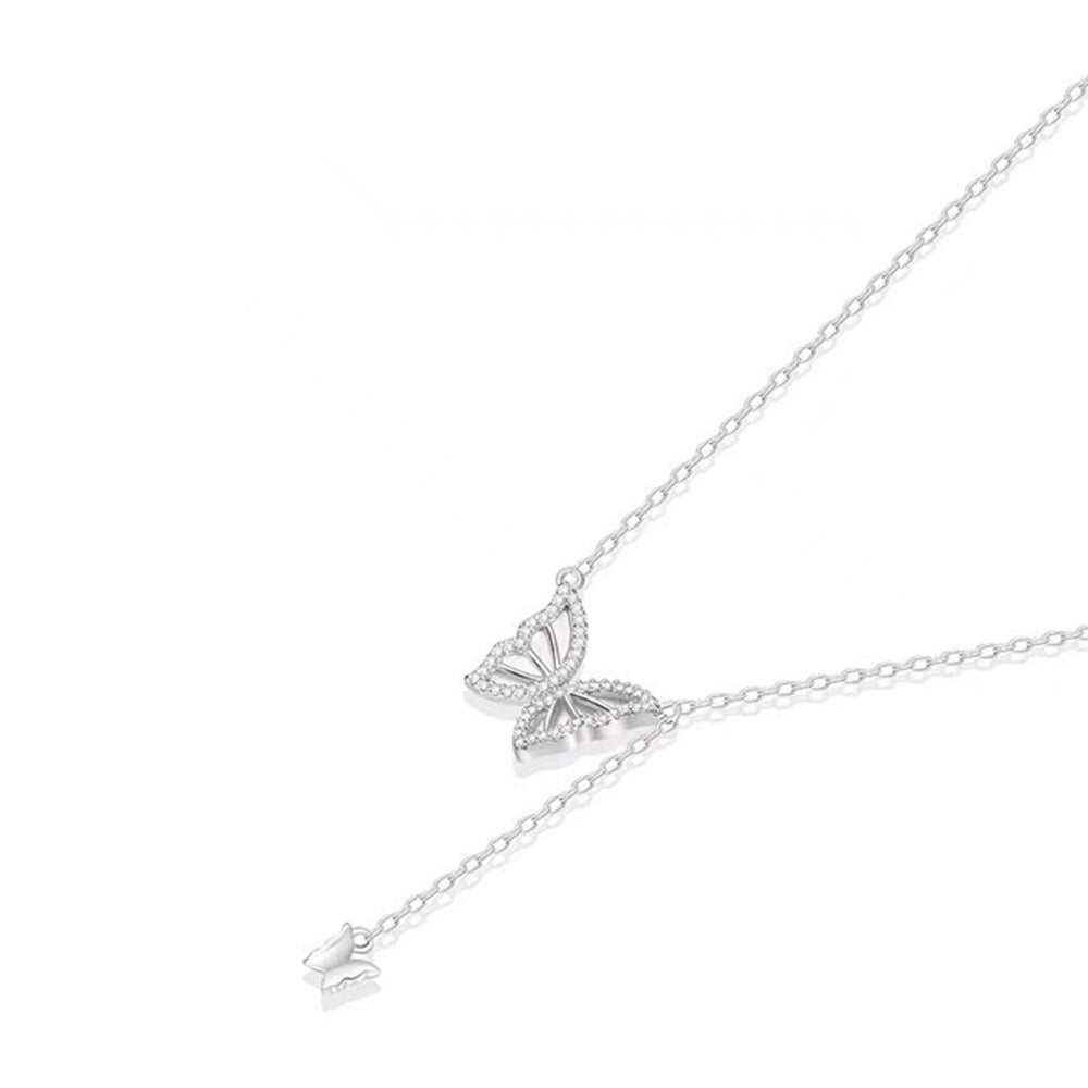 925 Sterling Silver Butterfly Necklace, Light Luxury Women's Necklace