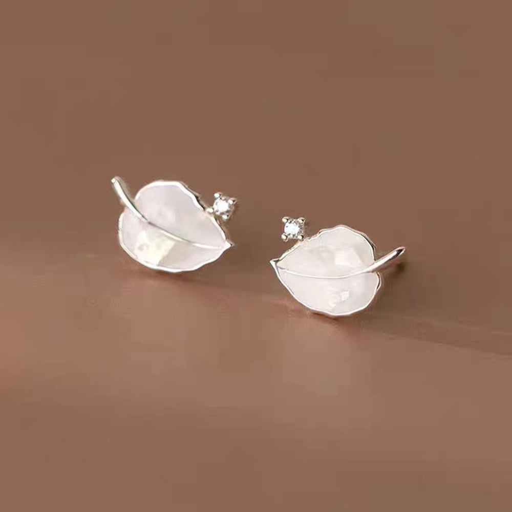 S925 Sterling Silver Leaf Earrings Light Luxury Women's Earrings