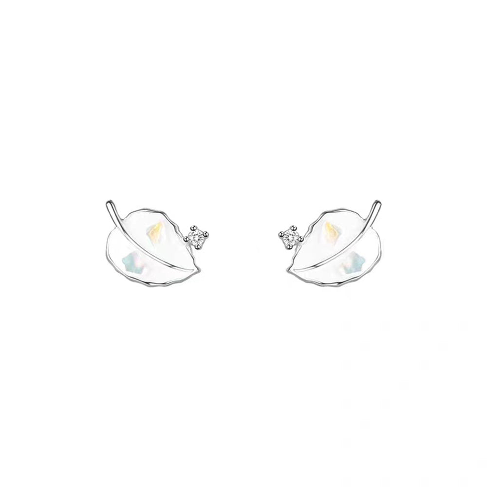 S925 Sterling Silver Leaf Earrings Light Luxury Women's Earrings
