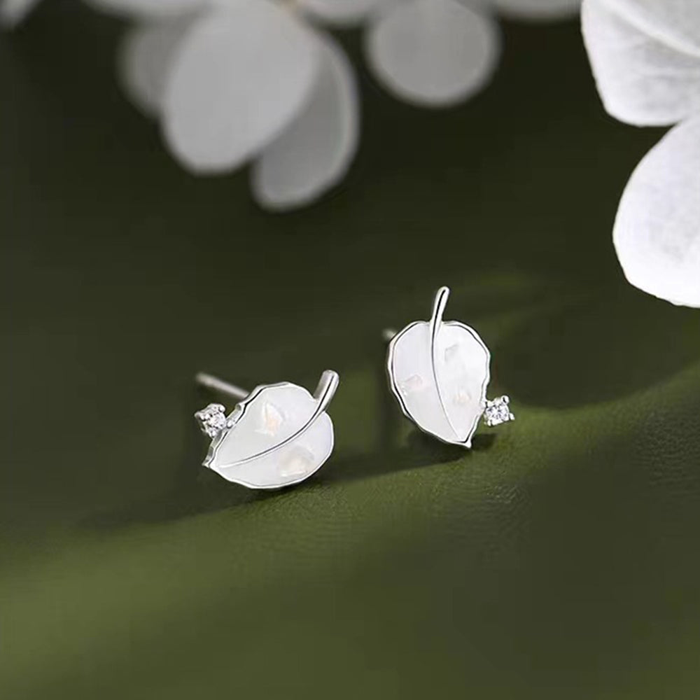 S925 Sterling Silver Leaf Earrings Light Luxury Women's Earrings
