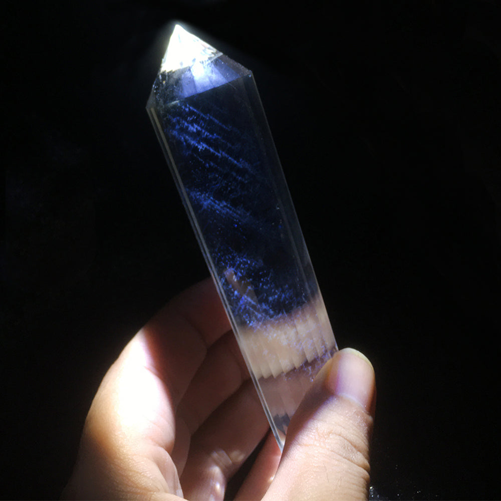 Pure Natural Blue Needle White Crystal Angel Wings 24-sided Vogel