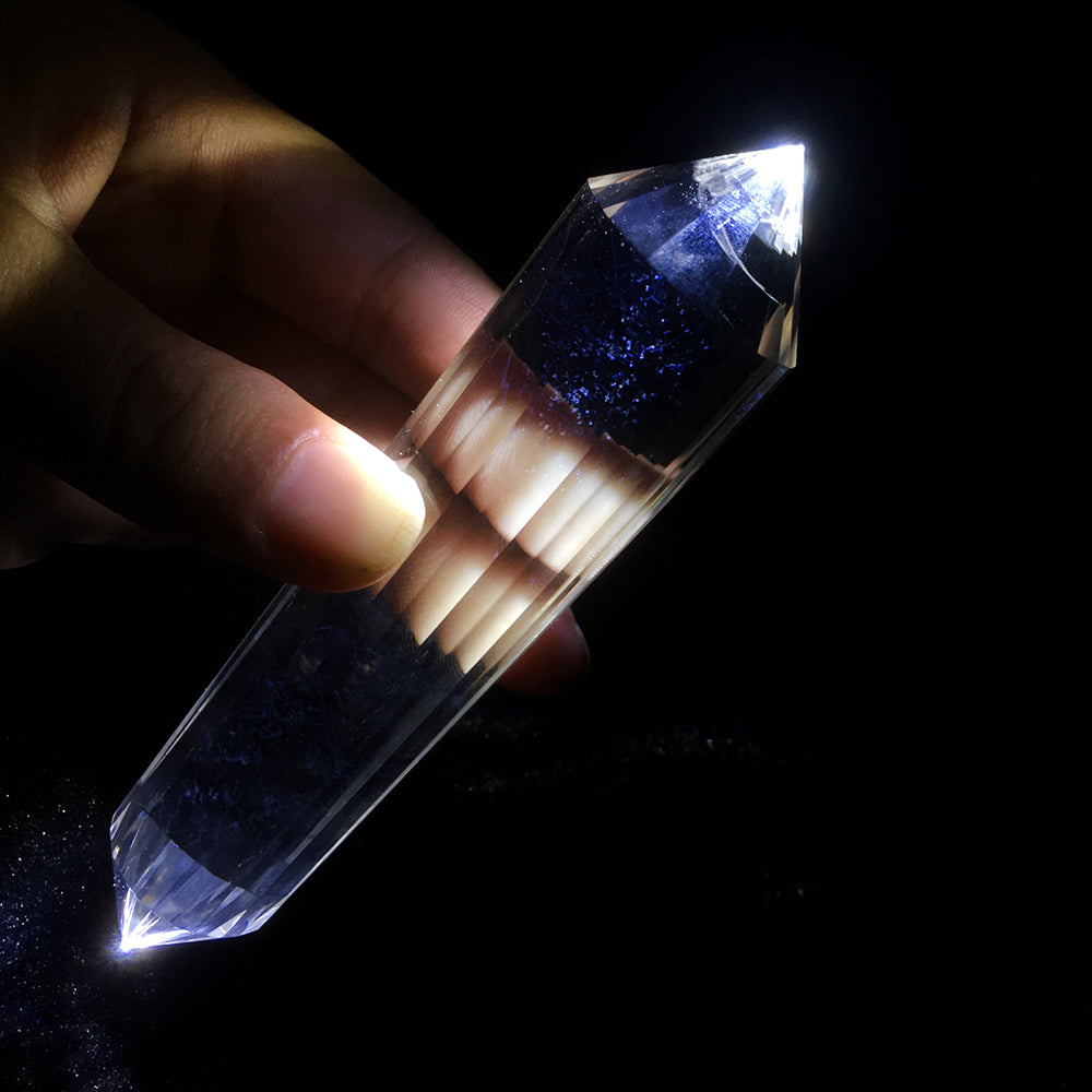Pure Natural Blue Needle White Crystal Angel Wings 24-sided Vogel