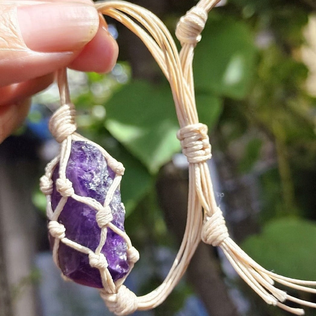 Natural Stone Rough Gem Braided Bracelet Adjustable Bracelet Jewelry