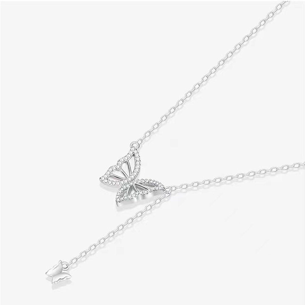 925 Sterling Silver Butterfly Necklace, Light Luxury Women's Necklace