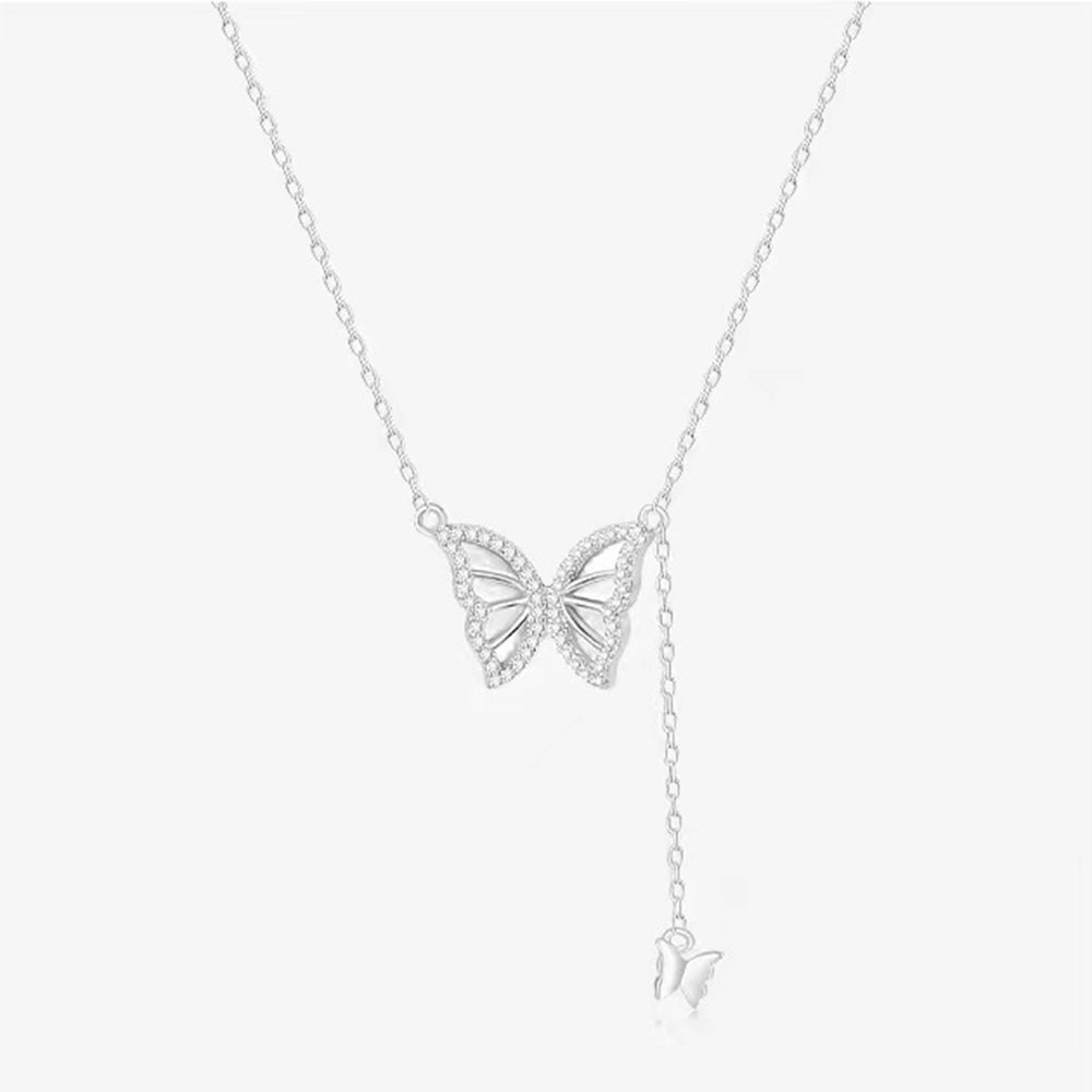 925 Sterling Silver Butterfly Necklace, Light Luxury Women's Necklace