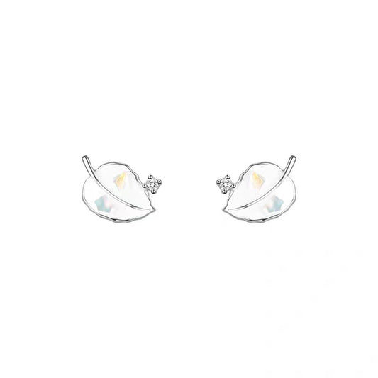 S925 Sterling Silver Leaf Earrings Light Luxury Women's Earrings